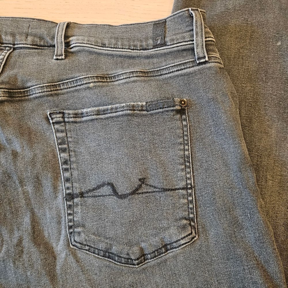 7 For All Mankind Men's Jeans Size 40x32 Black The Straight Whiskers - Picture 9 of 14